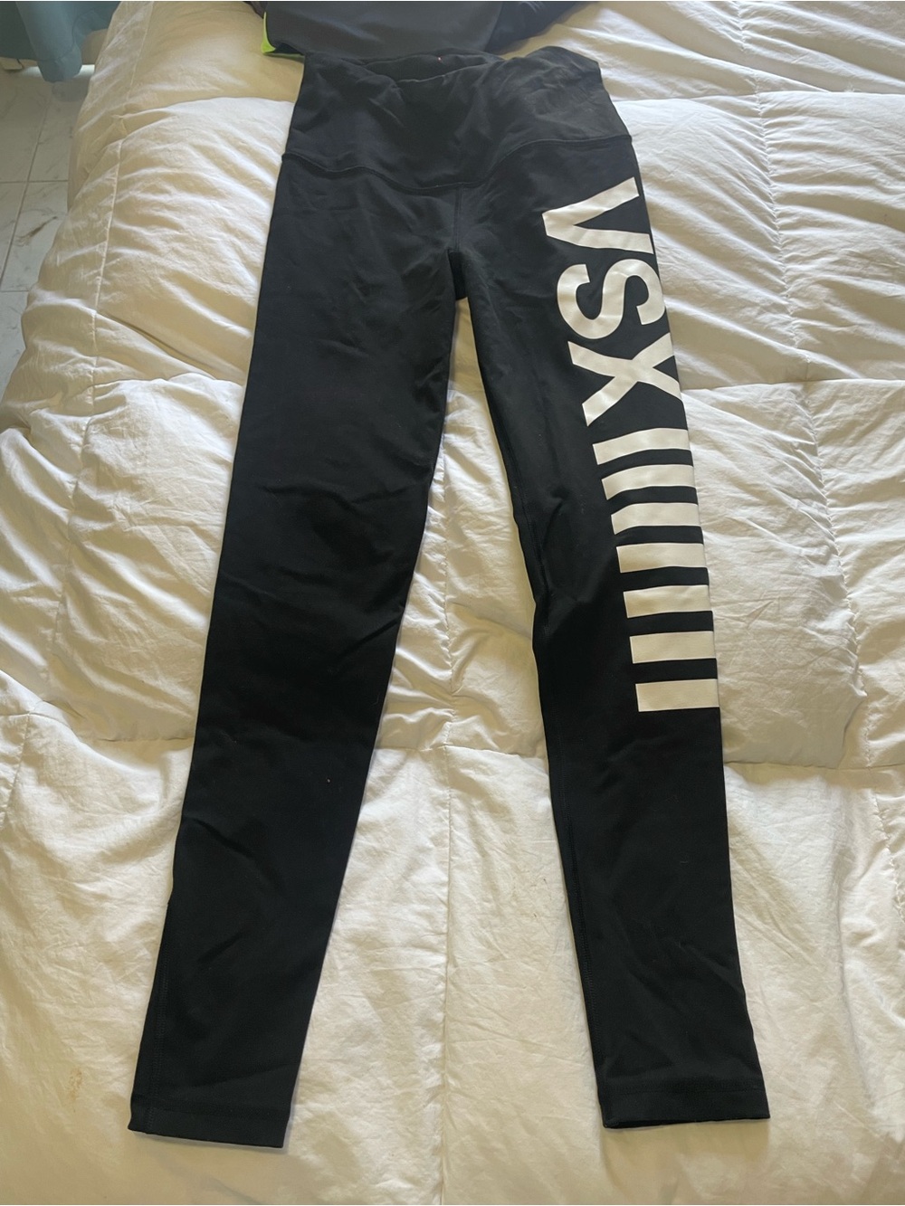 Victoria's Secret Black Leggings with White VSX Side Logo